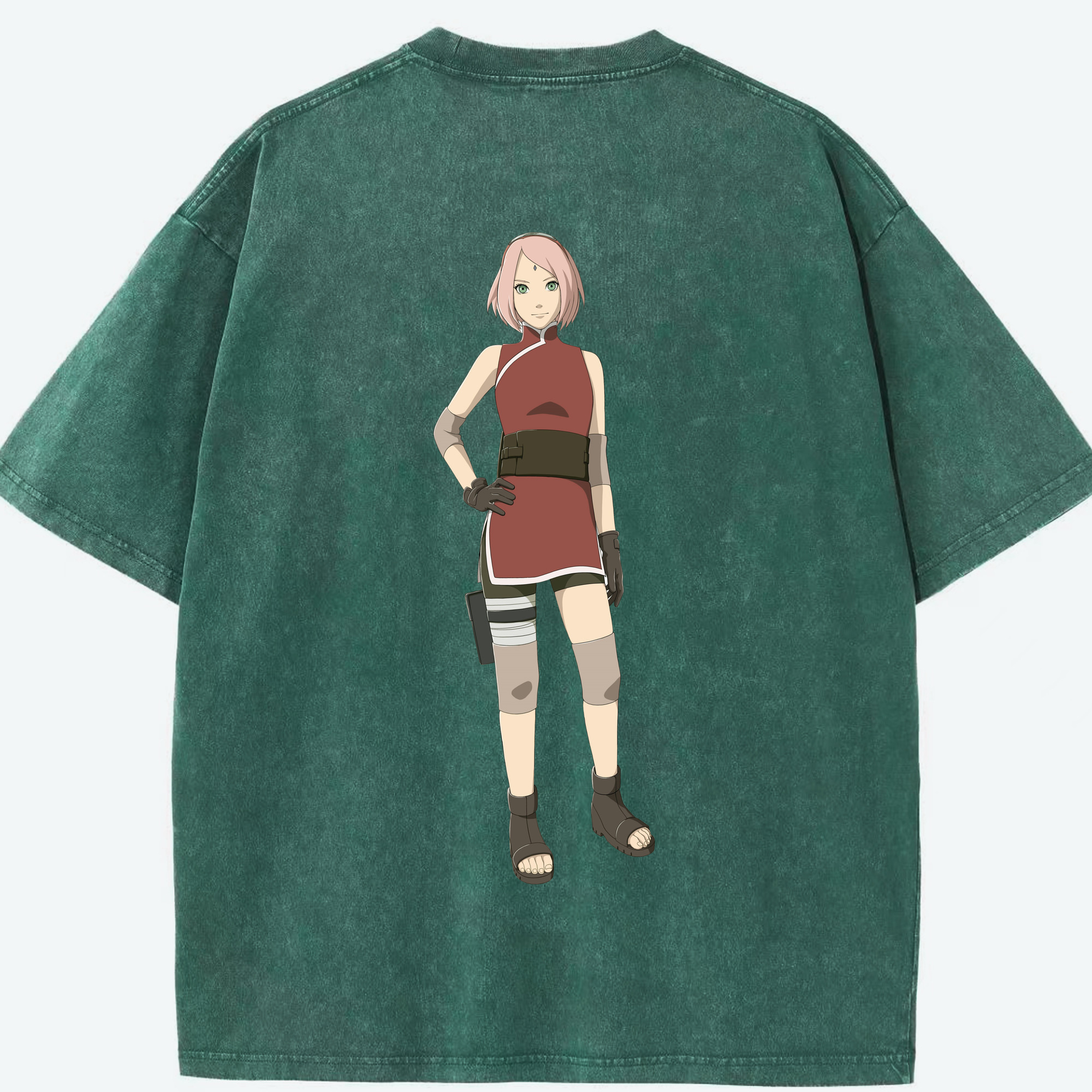 （画像用） NARUTO -ナルト- 春野サクラ Haruno Sakura 綿100% ヴィンテージ風 半袖Tシャツ（背面プリント）